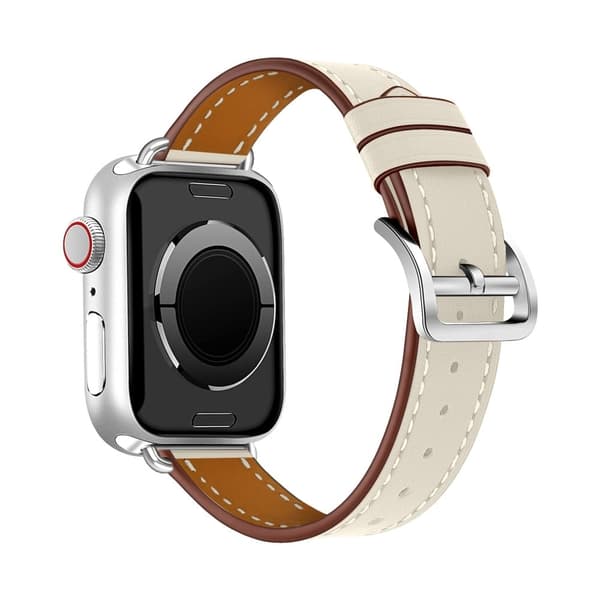 Apple Watch (45 mm) klockarmband i äkta läder som andas - Vit Vit