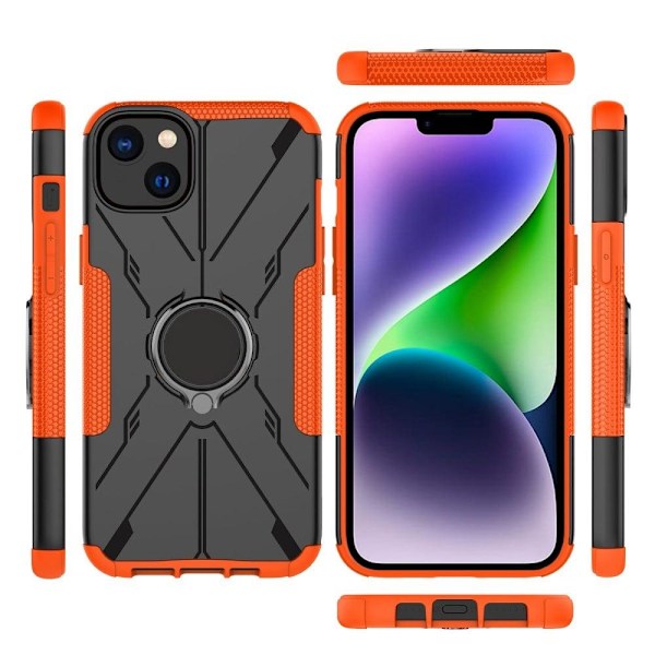 Kickstand-skydd med magnetisk platta för iPhone 14 Plus - Orange Orange