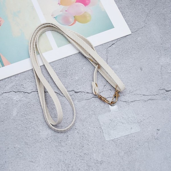 Universal crossbody-læderhalsrem med gennemsigtig pude - Hvid White