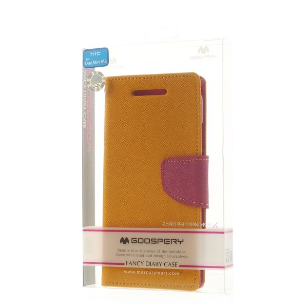 Mercury (Keltainen / Kuuma Pinkki) HTC One Mini 2 Nahkakotelo Yellow