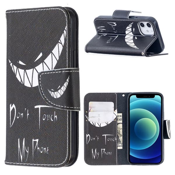 Wonderland iPhone 12 Mini Flippetui - Don''t Touch My Phone' Black