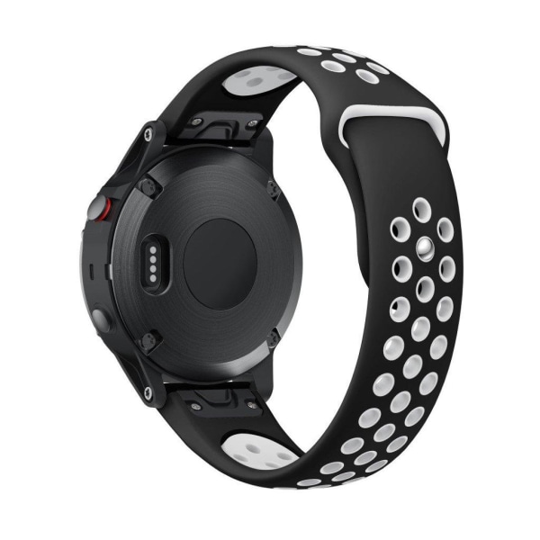 22mm Garmin Forerunner 935 / Quatix 5 / Fenix 5 / Fenix 5 Plus / Approach S60 dubbelfärgat klockarmband i silikon - Svart / Svart Svart