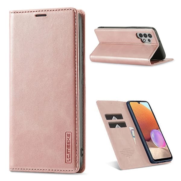 LC.Imeeke Samsung Galaxy A32 Læder Etui - Rødguld Pink