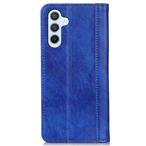 Ekte lærdeksel med magnetisk lukking for Samsung Galaxy S24 Plus - Blå Blue
