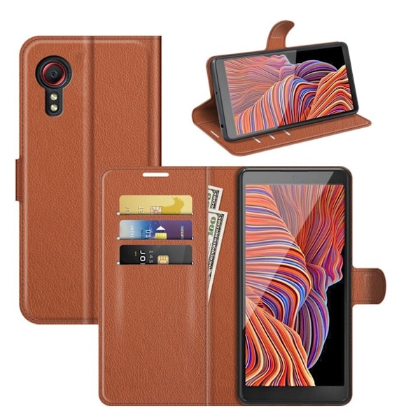 Klassisk Samsung Galaxy Xcover 5 flip etui - Brun Brown