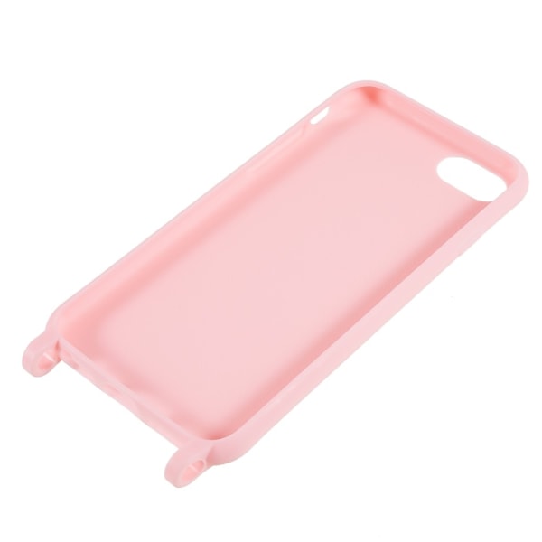 Tunt TPU-fodral med matt yta och justerbar rem för iPhone SE (2022) / SE 2020 / 8 / 7 - Rosa Rosa