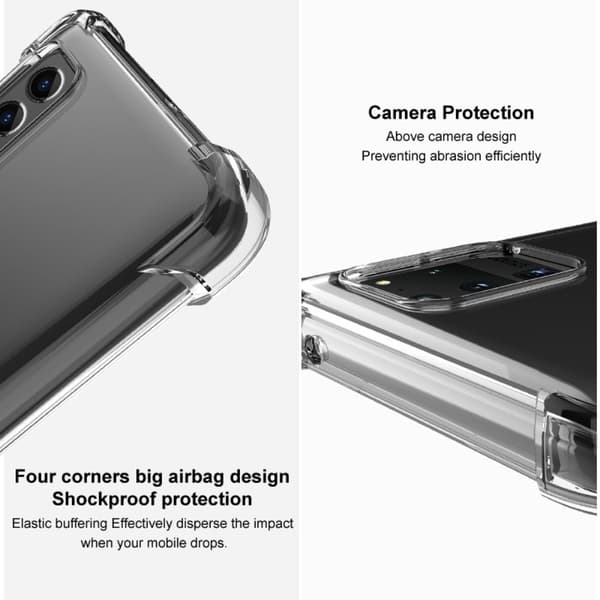 IMAK Turvatyynyn suojus Motorola Edge 20 Pro:lle - Läpinäkyvä Musta Transparent
