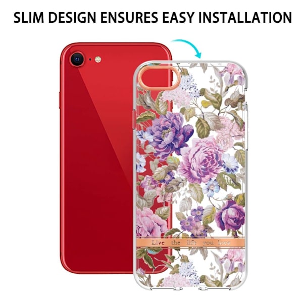 Erittäin ohut ja kestävä pehmeä kansi iPhone SE (2022) / SE 2020 - Violetti Pioni Purple