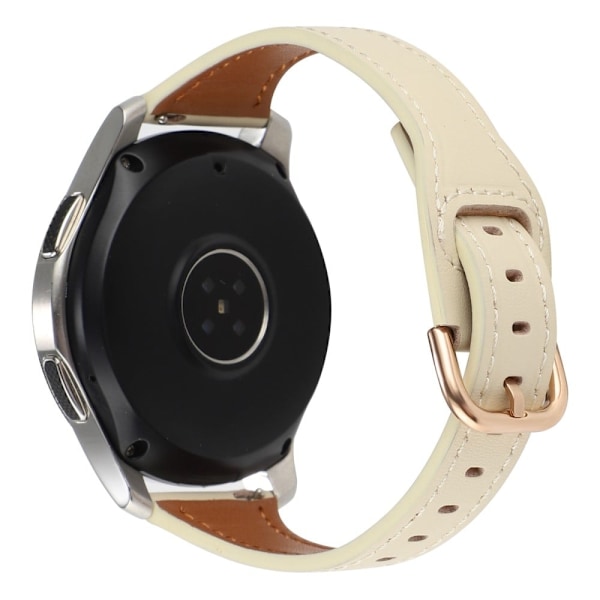 20 mm Universal T-formad klockrem i äkta läder - Beige Vit