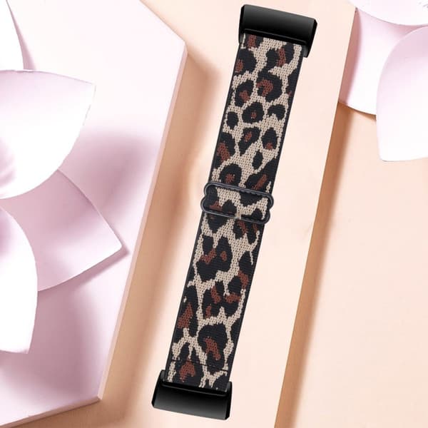 Fitbit Charge 4 / 3 joustava nailonhihna - Leopardikuvio Brown