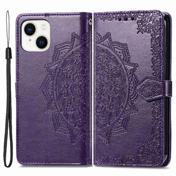 Mandala iPhone 14 Plus Flippetui - Lilla Purple