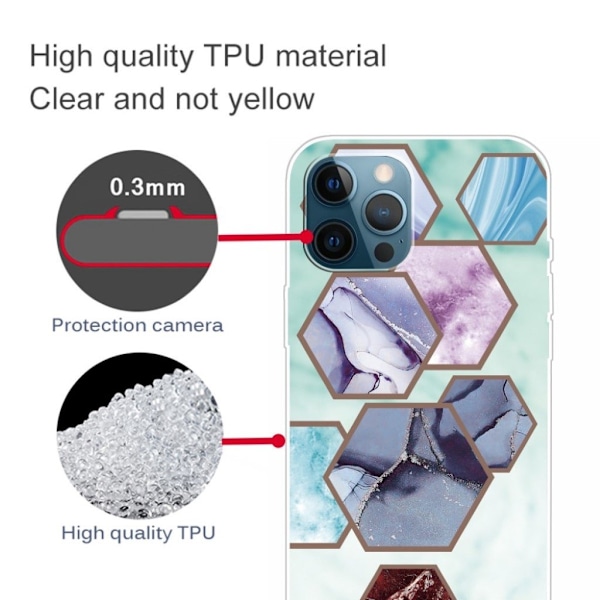 Marble design iPhone 13 Pro cover - Sekskantede Fragmenter I Himmelblå Multicolor