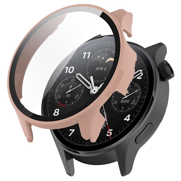 Xiaomi Watch S1 Pro protective case with tempered glass - Pink Rosa