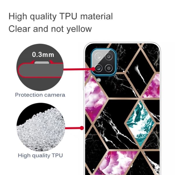 Marble design Samsung Galaxy A42 5G kotelot - Laatta Musta / Syaani / Ruusu Multicolor