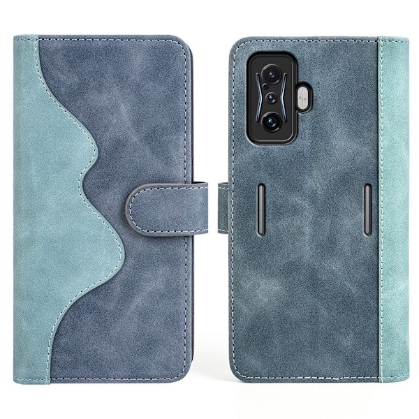 Kaksivärinen nahkainen läppäkotelo Xiaomi Poco F4 GT / Xiaomi Redmi K50 Gaming - Sininen Blue