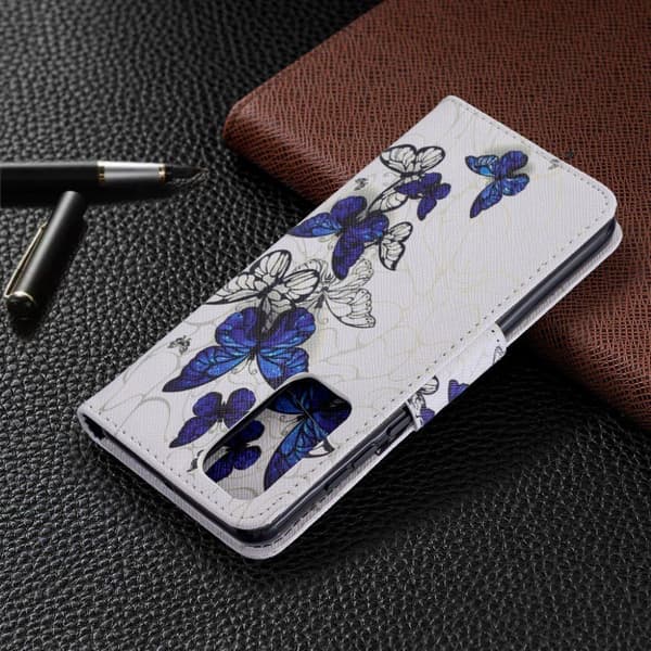 Wonderland Huawei P40 flip etui - Blå Sommerfugl Multicolor