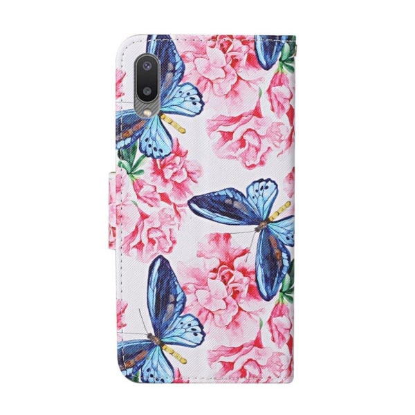 Wonderland Samsung Galaxy M02 / A02 Flip Etui - Blå Sommerfugle Multicolor