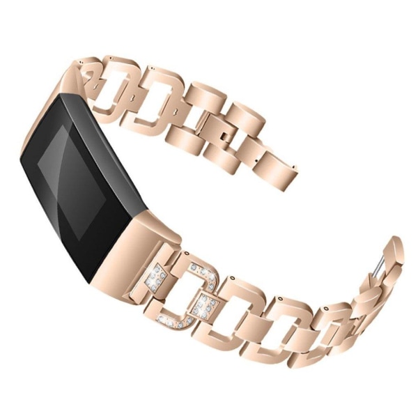 Fitbit Charge klockarmband i 3D-design med strass - champagne gu Beige