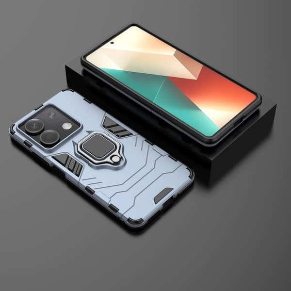 Hybrid Xiaomi Redmi Note 13 5G  cover med støttefod og bilmontering - Blå Blue