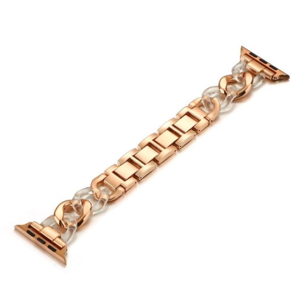 Apple Watch Series 6 / 5 44mm unique chain link watch band - White / Rose Gold Rosa