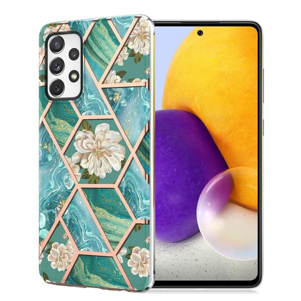 Marble design Samsung Galaxy A72 5G cover - Grøn Marmor / Blomst Green