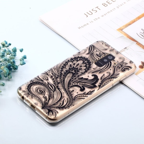 Samsung Galaxy A6 Plus (2018) 3D timanttikuvioinen kotelo - Musta Kukka Black