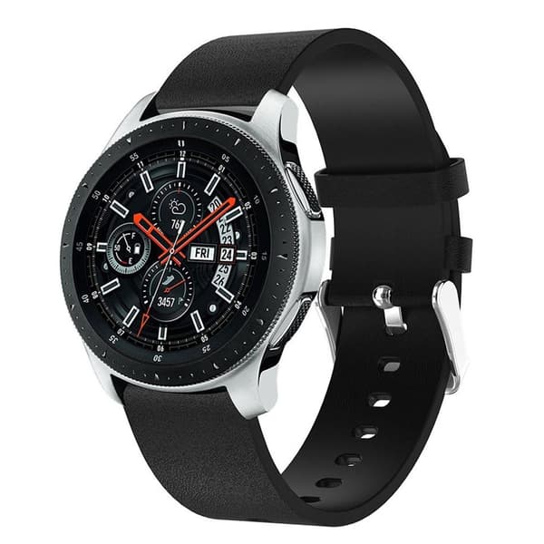 Samsung Galaxy Watch (46mm) erstatnings urrem i læder med tekstur - Sort Black