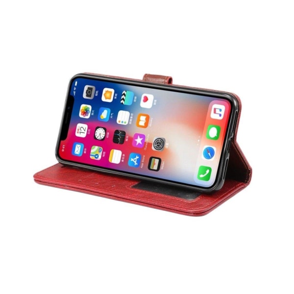 IPhone 9 mobilfodral syntetläder silikon stående plånbok vildhäs Röd