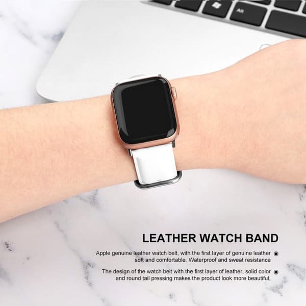 Apple Watch (45mm) nahkainen kellonhihna - Valkoinen White