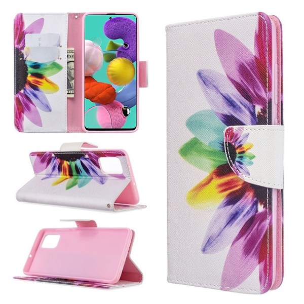 Wonderland Samsung Galaxy A51 flip kuoret - Värikäs Terälehdet Multicolor