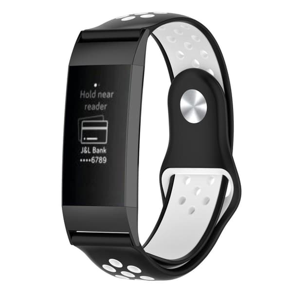 Fitbit Charge 3 flexibelt klockarmband i silikon - Svart / Vit Lila