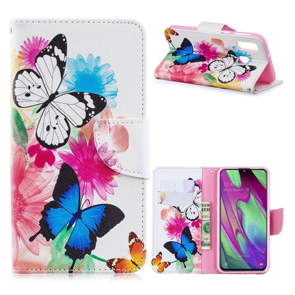 Wonderland Samsung Galaxy A40 flip etui - Vivid Butterflies Multicolor