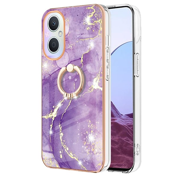 Marble Patterned Suojakuori With Ring Holder For OnePlus Nord N20 5G - Violetti Marble Haze Purple