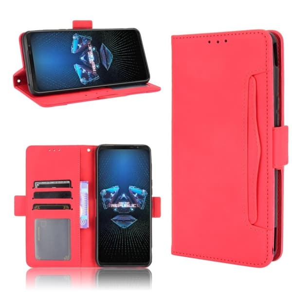 Modern-styled Lær Lommebok Etui til ASUS ROG Phone 5 - Rød Red