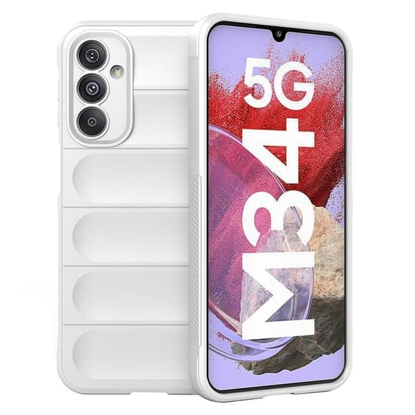 Mjukt greppformat Samsung Galaxy M34 skal - Vit Vit