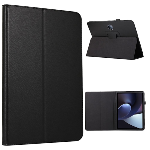 Foldbart etui med Lichi-tekstur til OnePlus Pad - Sort Black