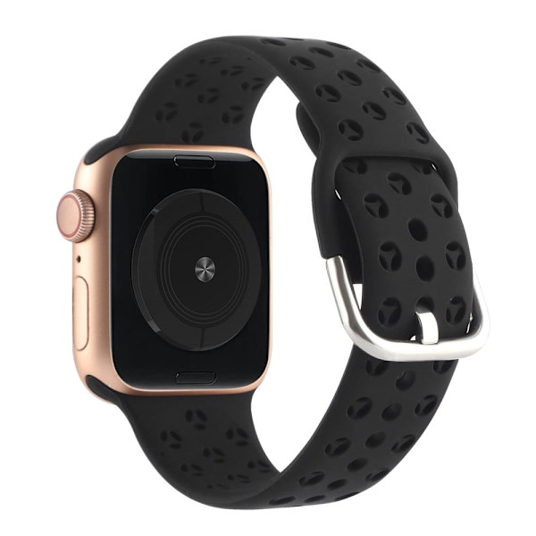 Apple Watch Series 8 (41mm) silikonerem i hul stil - Sort Black