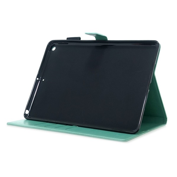 iPad 10.2 (2019) aftryk Sommerfugl læder flip etui - Cyan Green