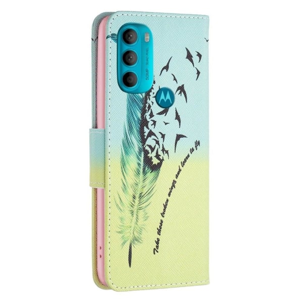 Wonderland Motorola Moto G71 5G flip kuoret - Sulka Green