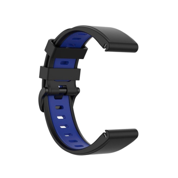 Bi-farvet silikone-urrem til Garmin Fenix 6 / 5 - Sort / Blå Black