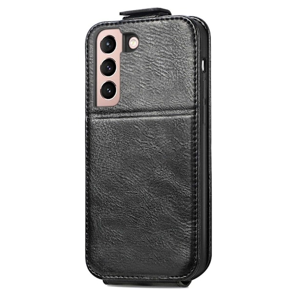 Vertical Flip Phone Suojakotelo With Zipper For Samsung Galaxy S21 Plus 5G - Musta Black