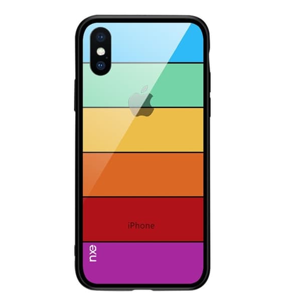 NXE iPhone Xs mobilskal härdat glas silikon transparent design – Stil D multifärg