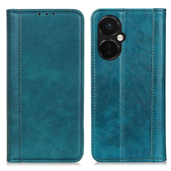 Äkta läder OnePlus Nord CE 3 fodral med magnetisk stängning Grön