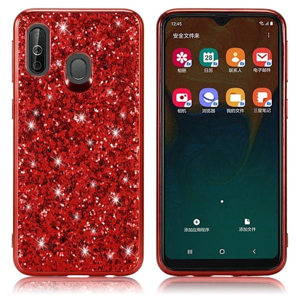 Glitter Samsung Galaxy A40 deksel - Rød Red