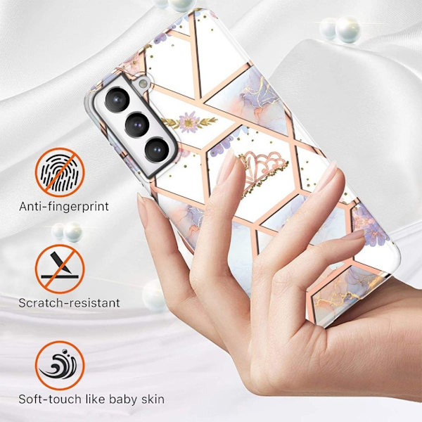 Marmormotiv Samsung Galaxy S21 skal - Marmor / Krona multifärg
