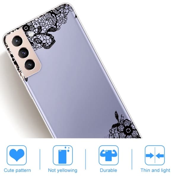 Deco Samsung Galaxy S22 skal - Spetsblomma Svart