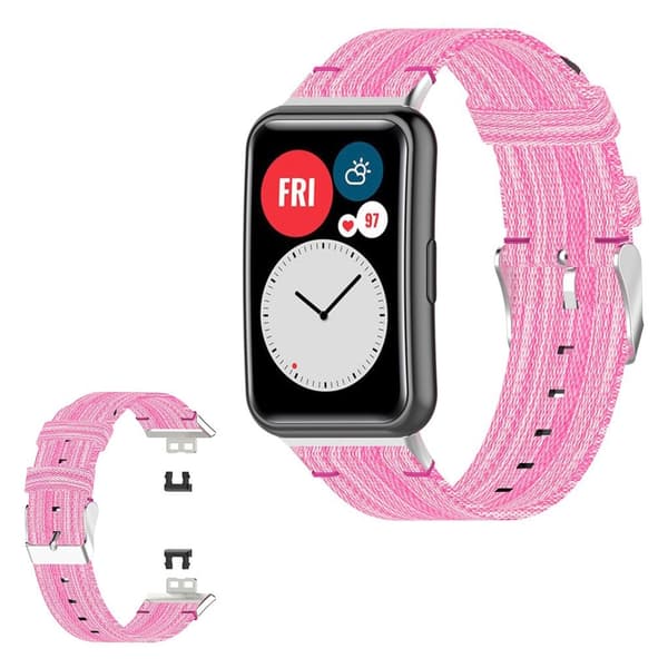 Huawei Watch Fit vævet patetrn urrem - Lyserød Pink