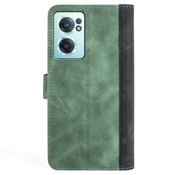 Tvåfärgat OnePlus Nord CE 2 5G fodral i läder - Grön Grön
