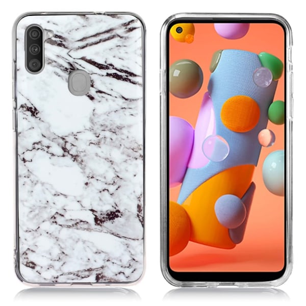 Marble Samsung Galaxy A11 veske - Grå Marmor Silver grey