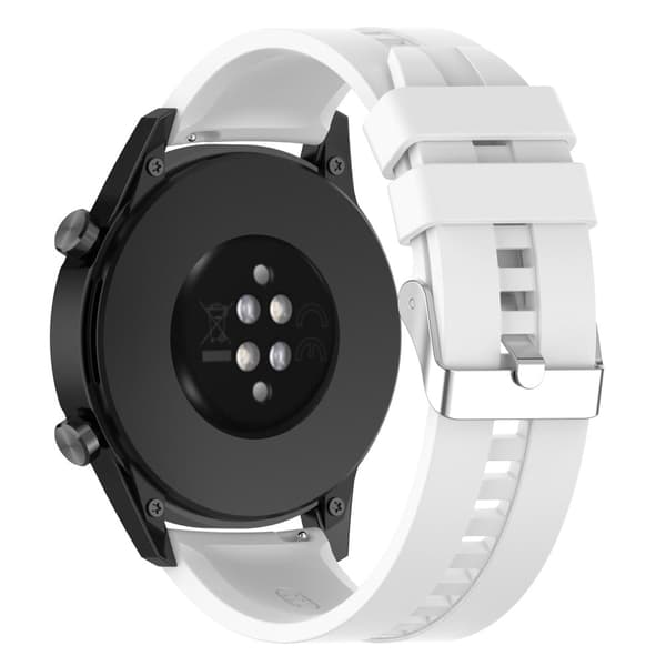 20 mm universal justerbar silikone-urrem - Sølvfarvet Stålspænde / Hvid White